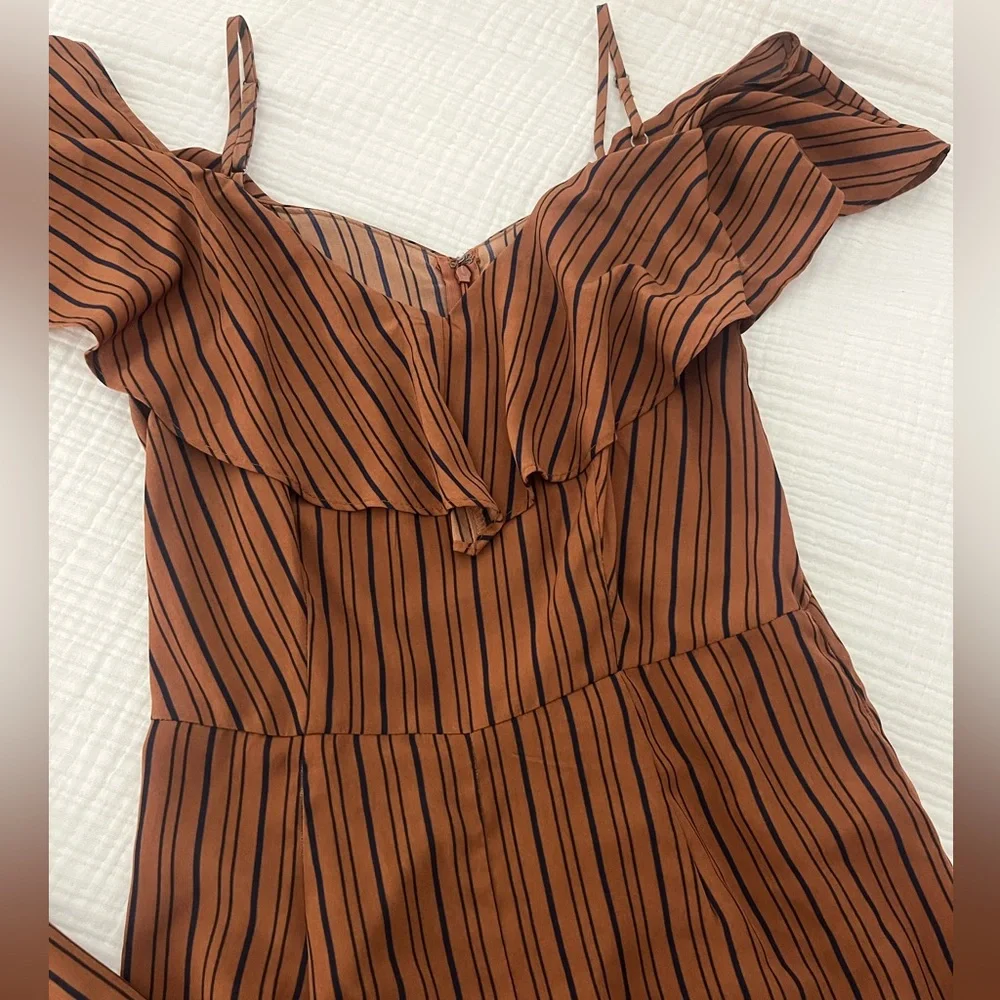 Xhilaration Brown and Navy Striped Jumpsuit - Picture 3 of 9